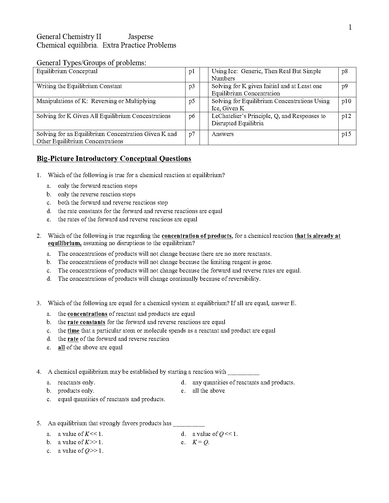 dynamic equilibrium example problems with solutions