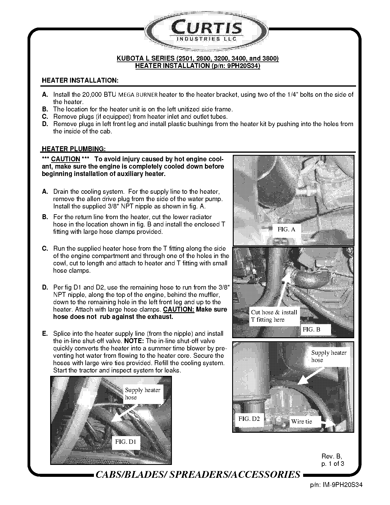 curtis cab heater instructions