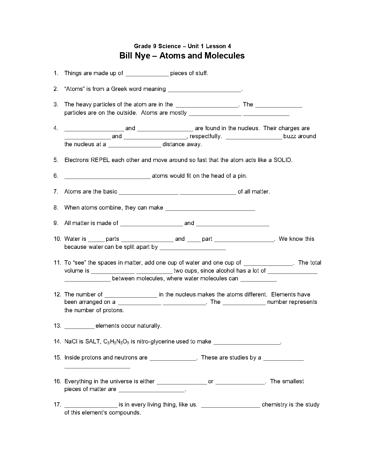 nucleus numbers worksheet answers