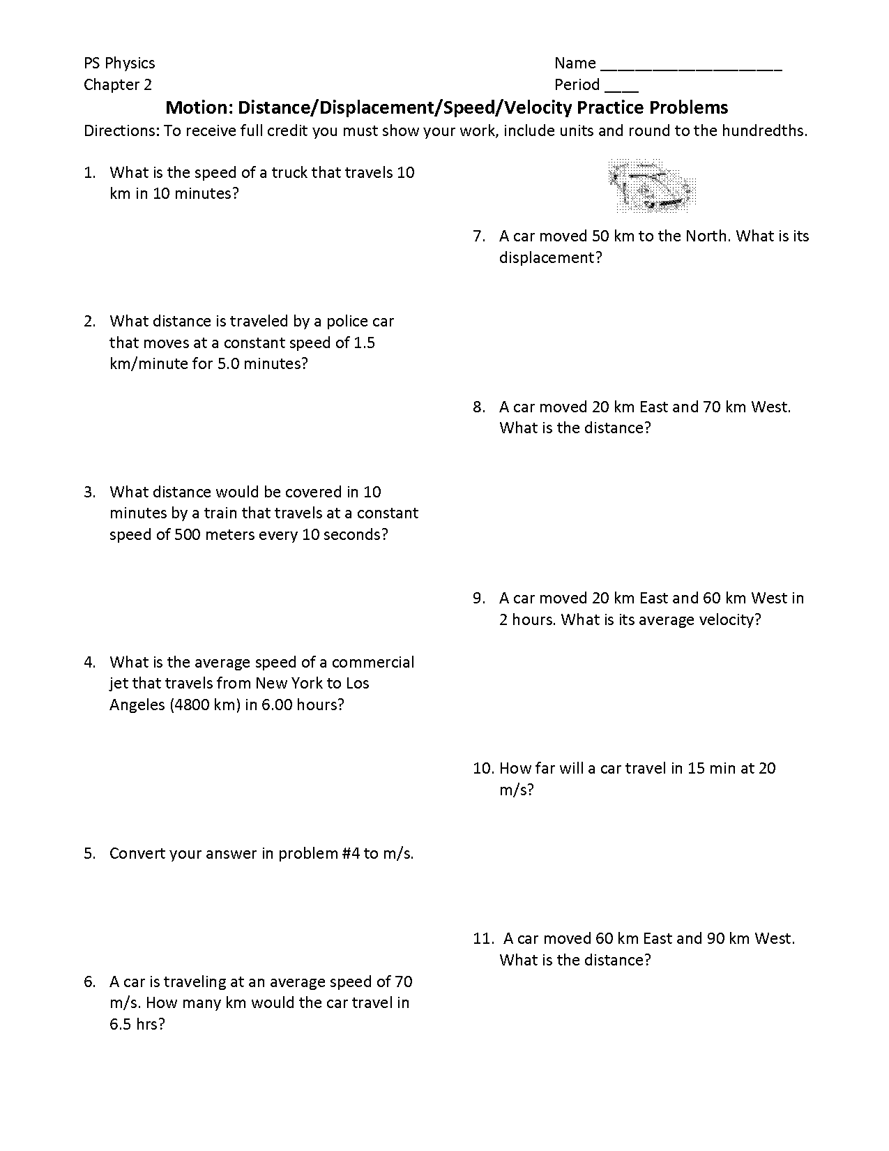 displacement and velocity worksheet pdf