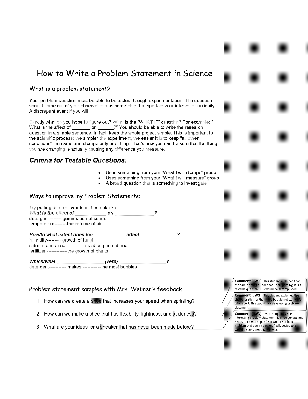 format for problem statement