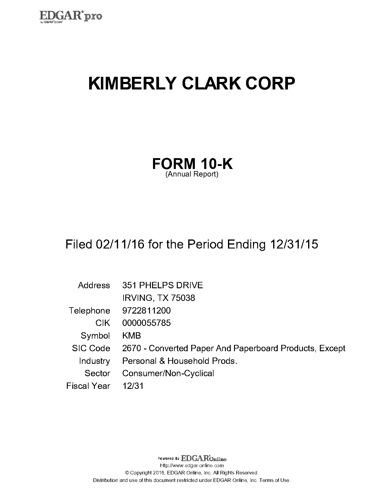 kimberly clark pension scheme address