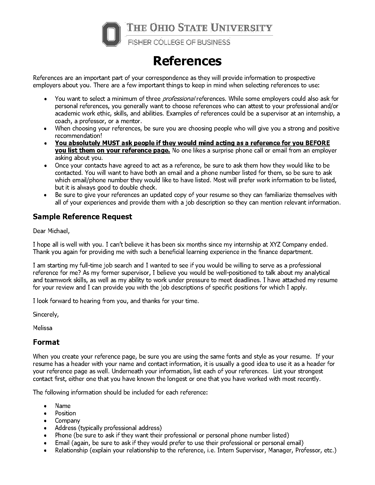 professional reference page template