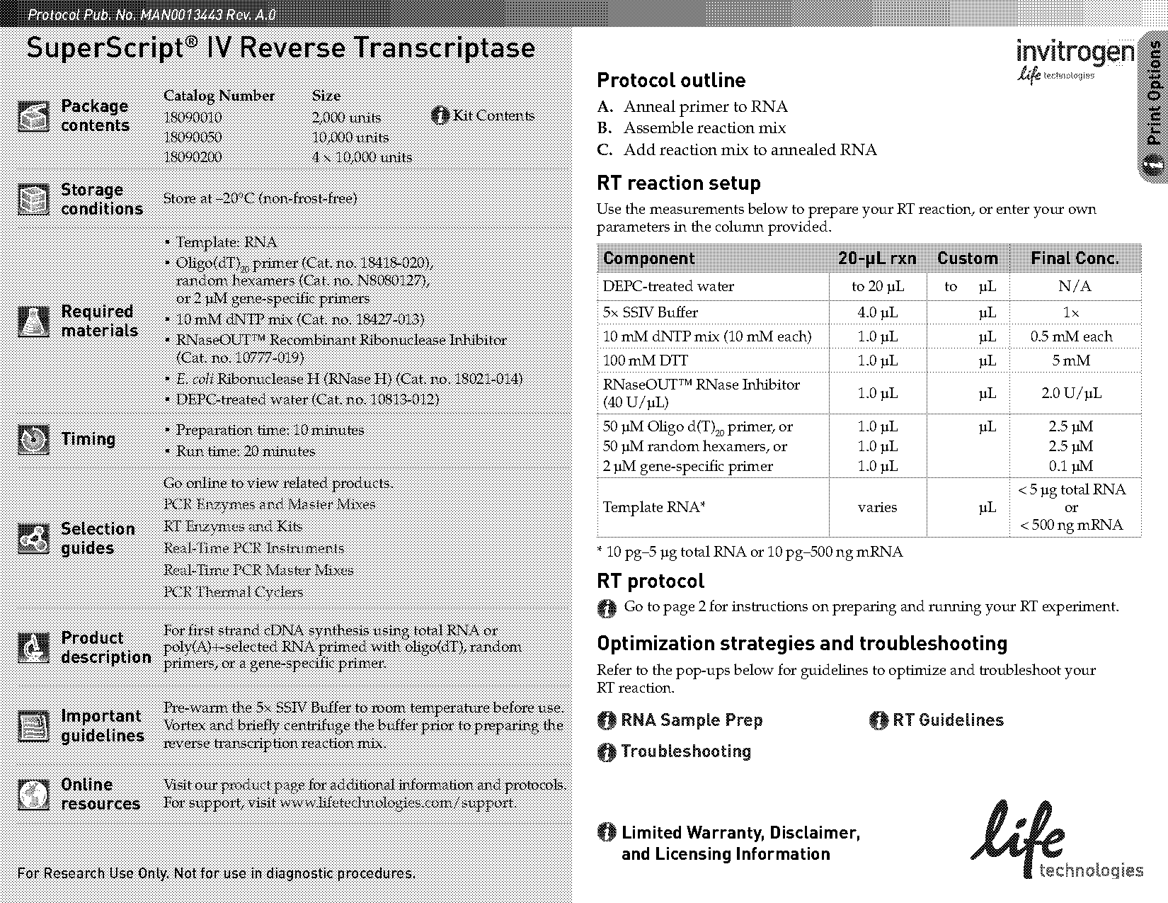 superscript iv reverse transcriptase protocol pdf