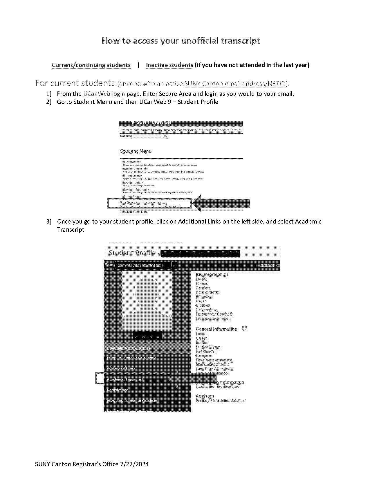 when to use unofficial transcript