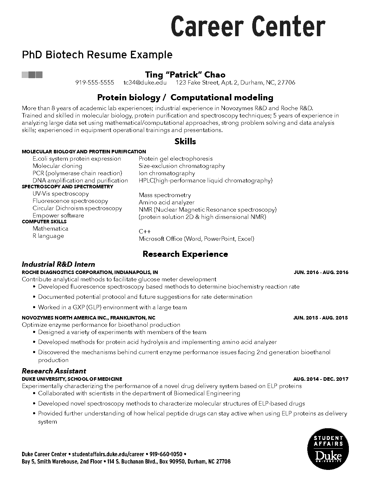 industry resume template doctorate