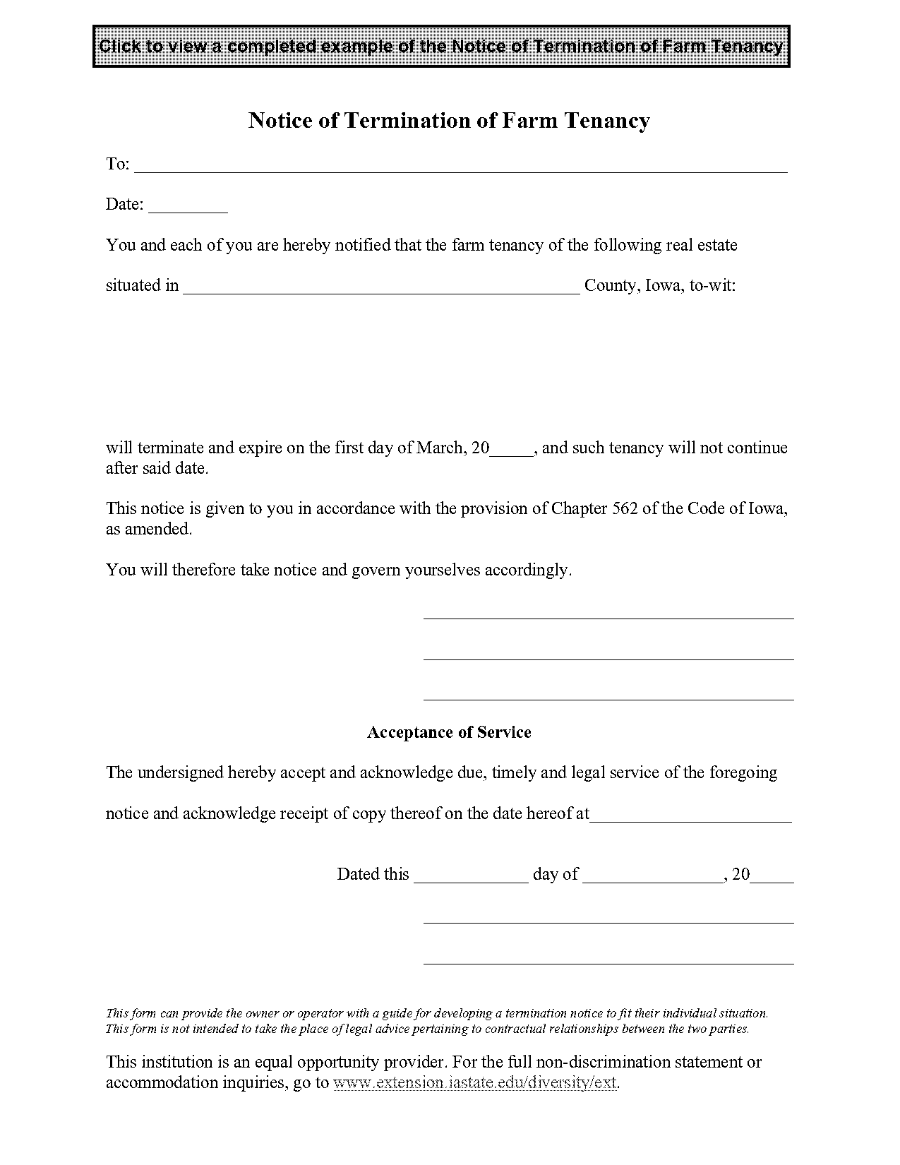 notice of termination of tenancy form iowa