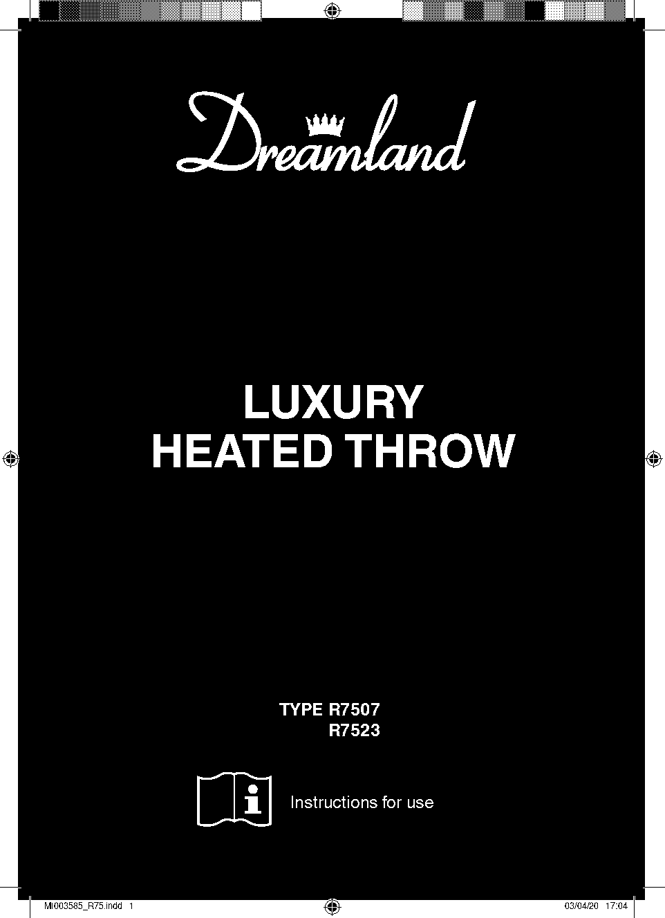 dreamland heated throw instructions