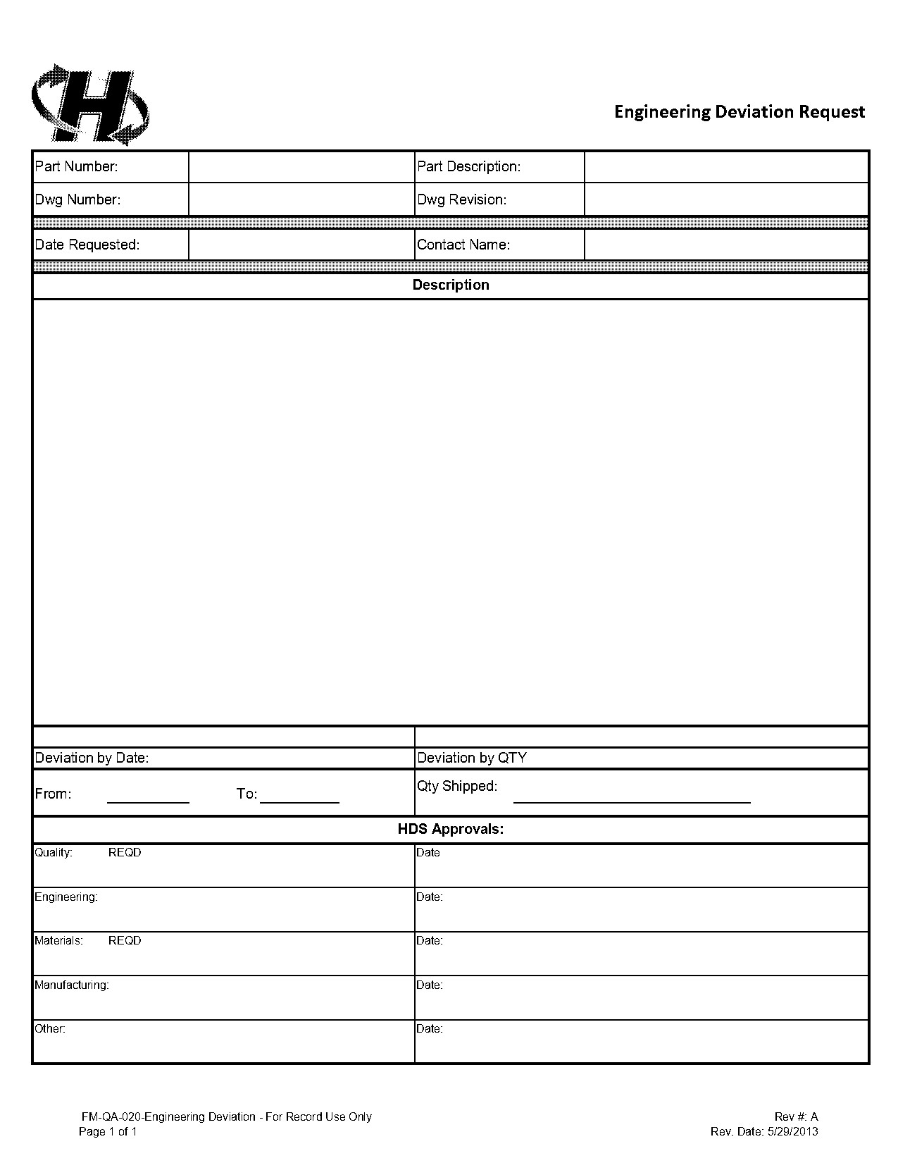 free deviation request form template