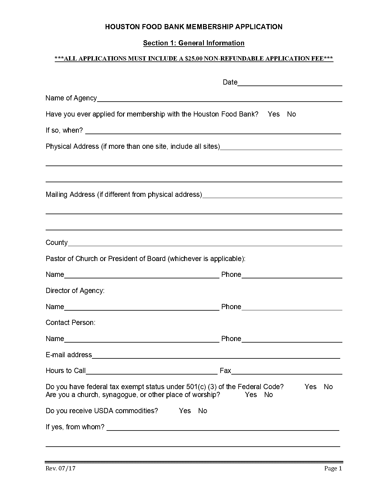 food bank application forms