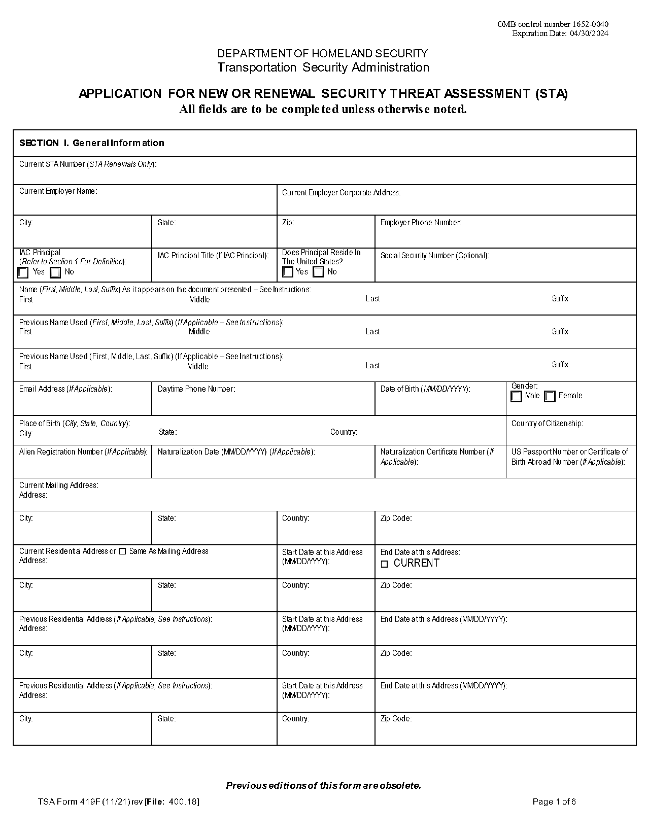 expired license with renewal papers tsa