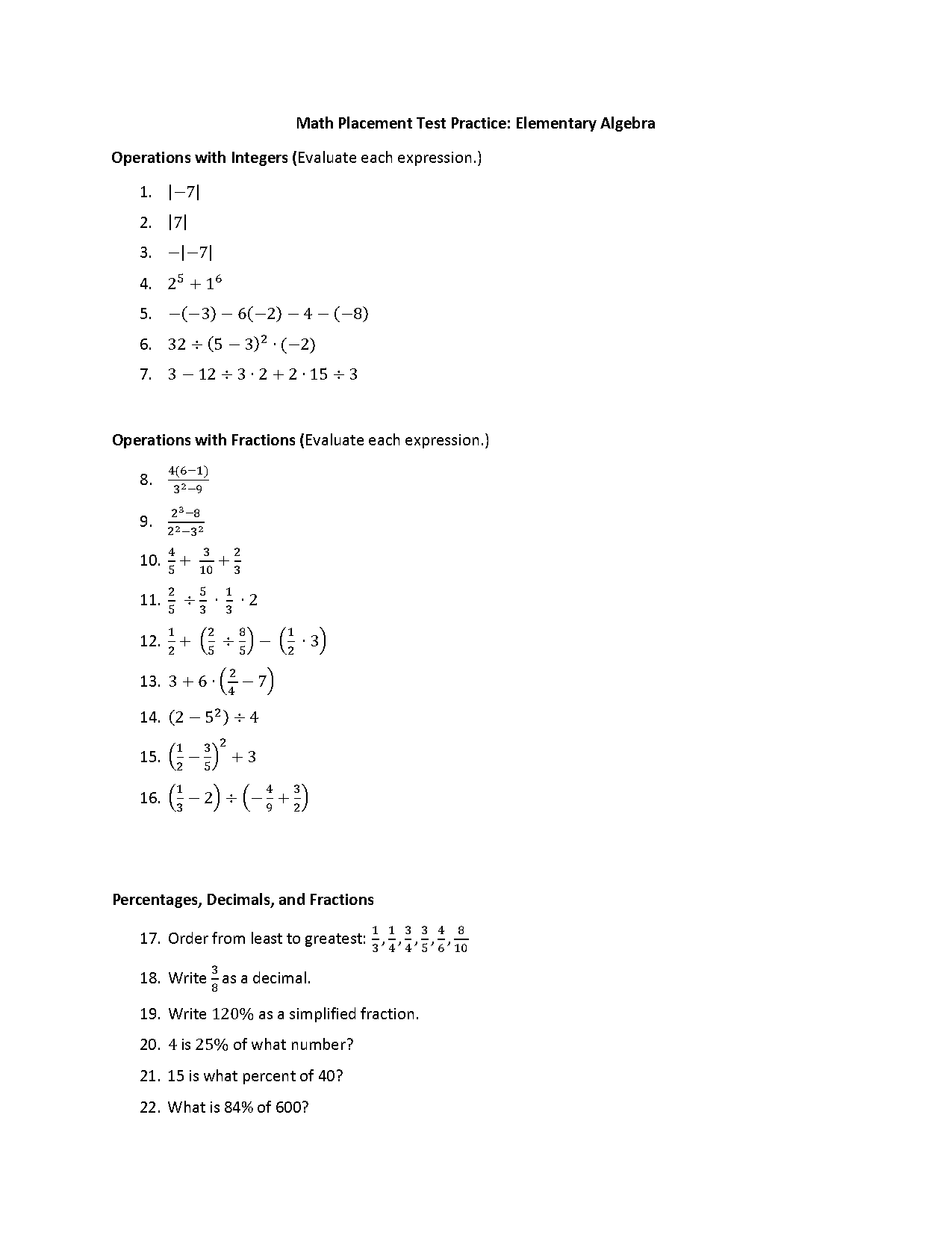 math evaluation test elementary