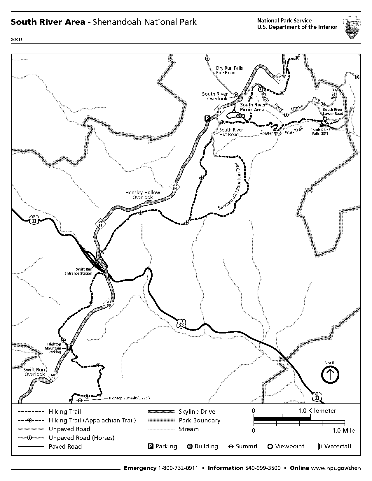 directions from skyland to high top mountain parking