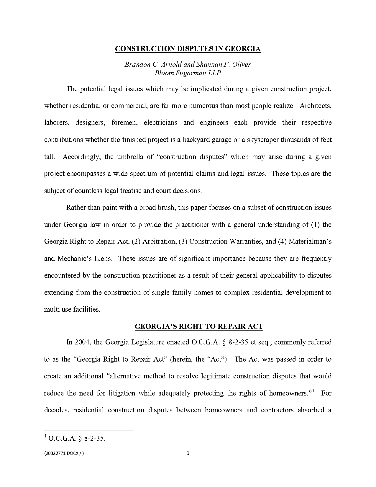 cost to file a construction lien georgia