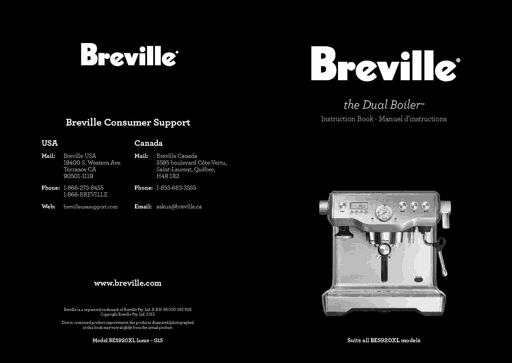 breville dual boiler coffee machine instructions