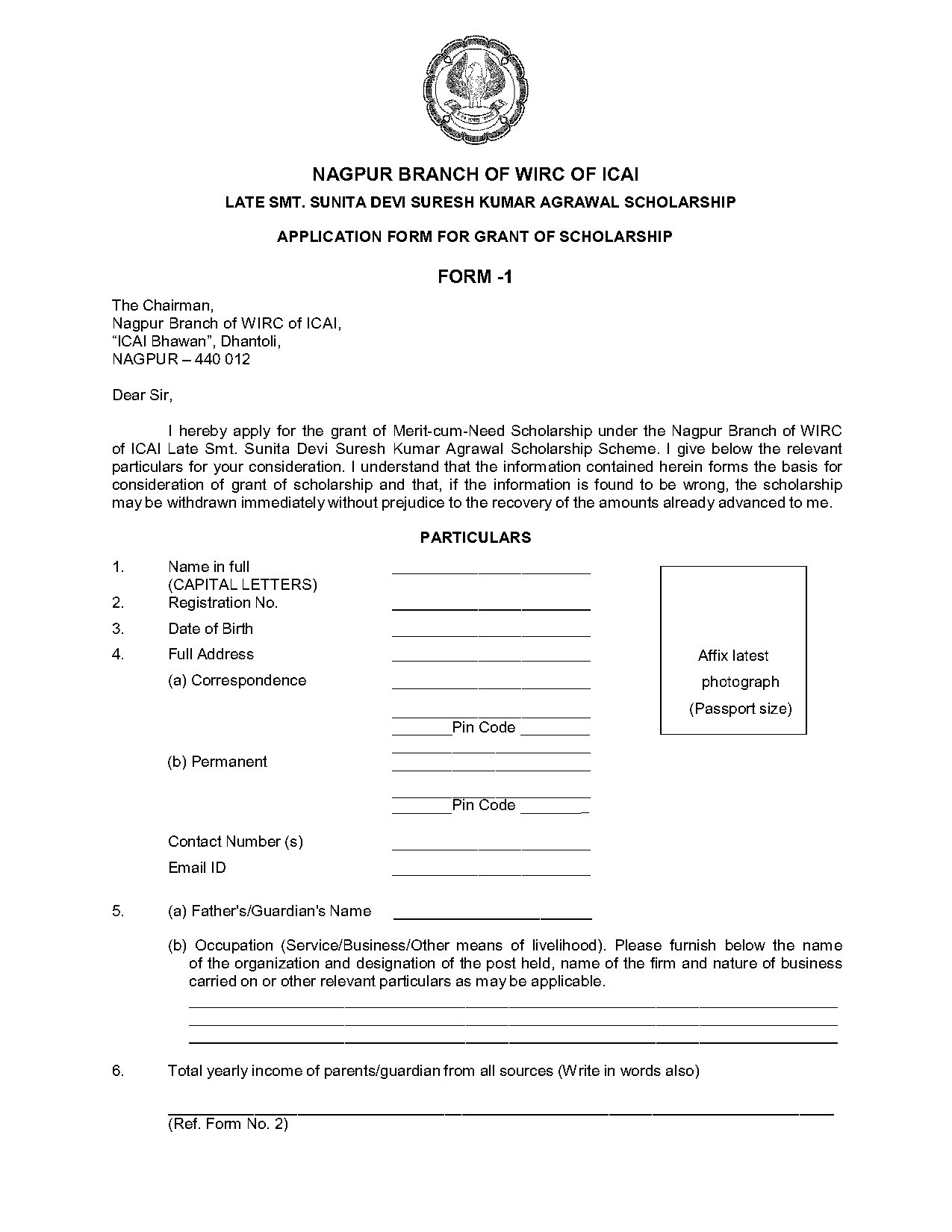 ipcc exam registration form