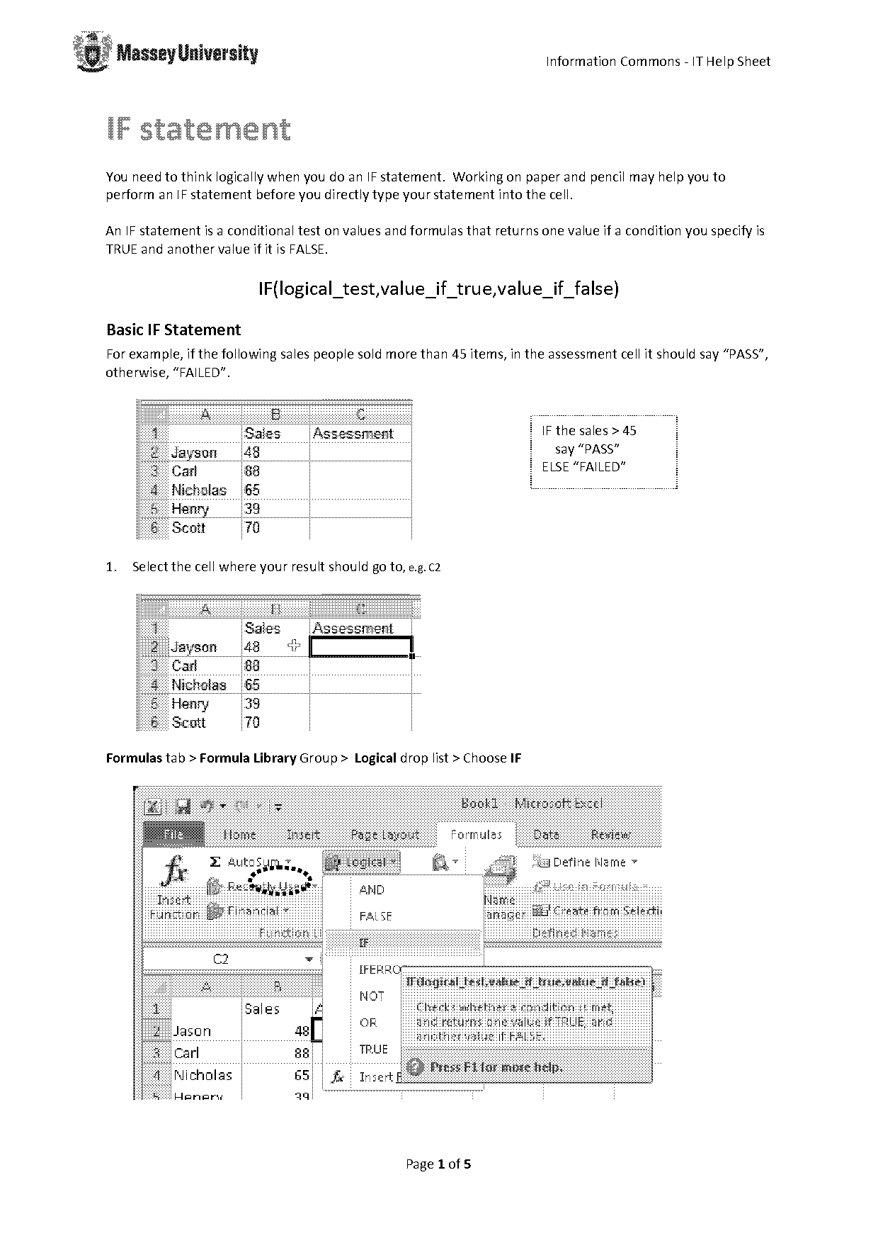 how to use and in an if statement excel