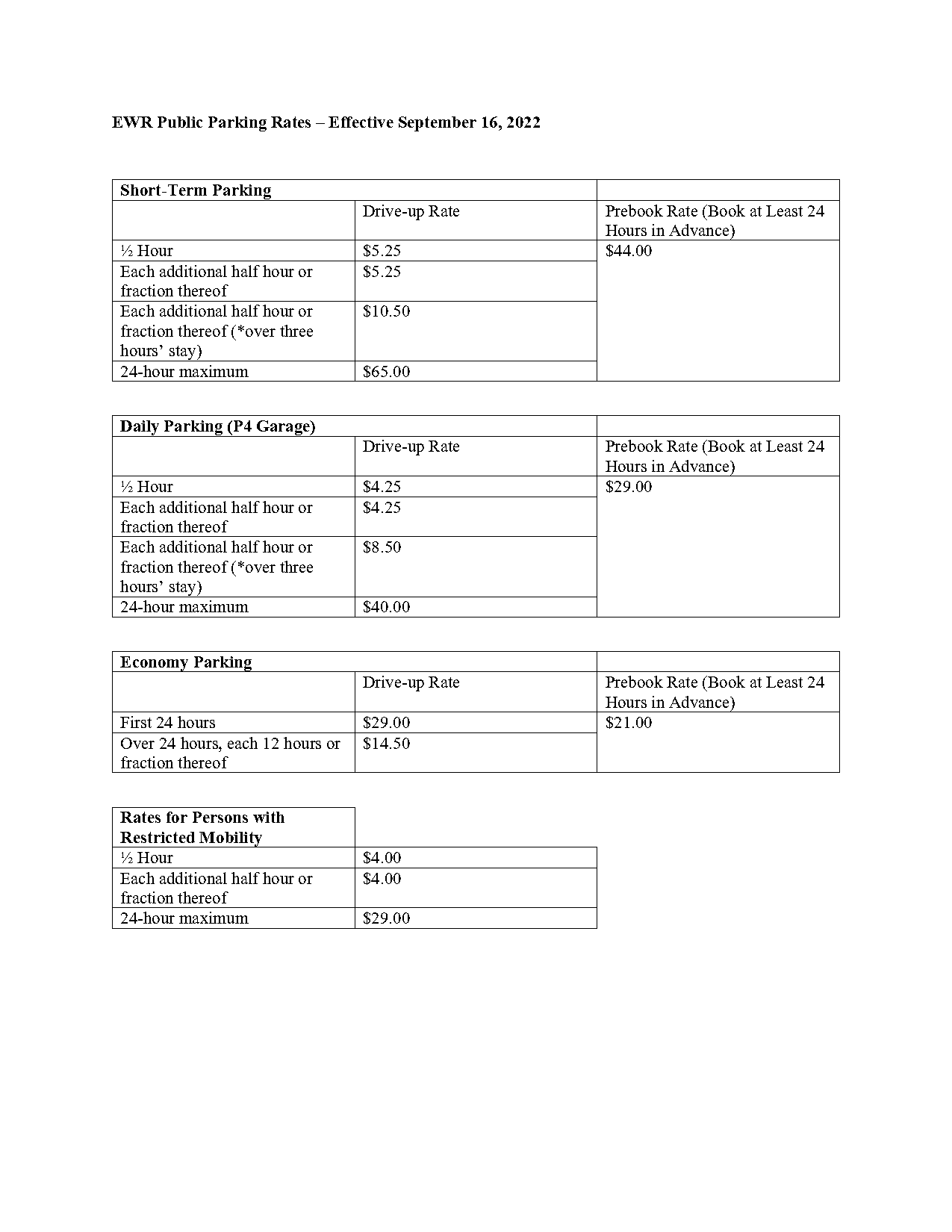 newark long term parking fee