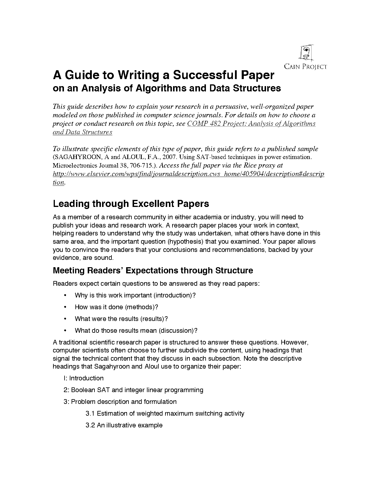 how to write research paper in computer science pdf