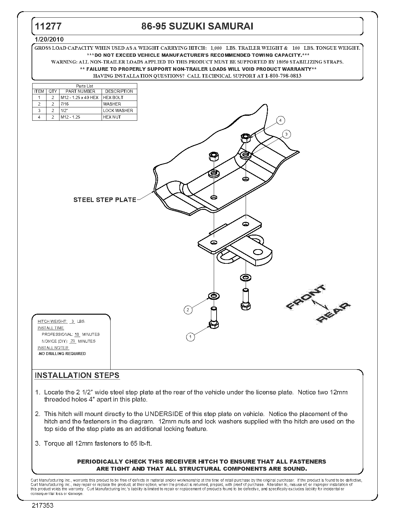 suzuki samurai receiver hitch