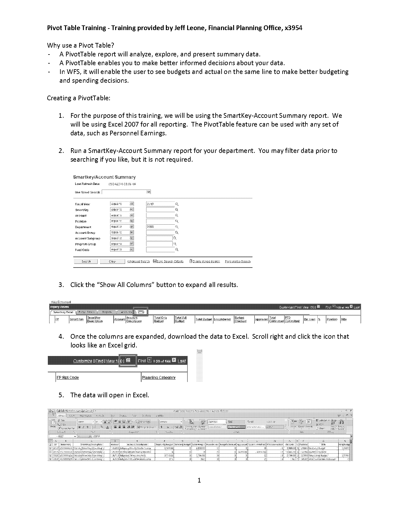 purpose of a pivot table in excel