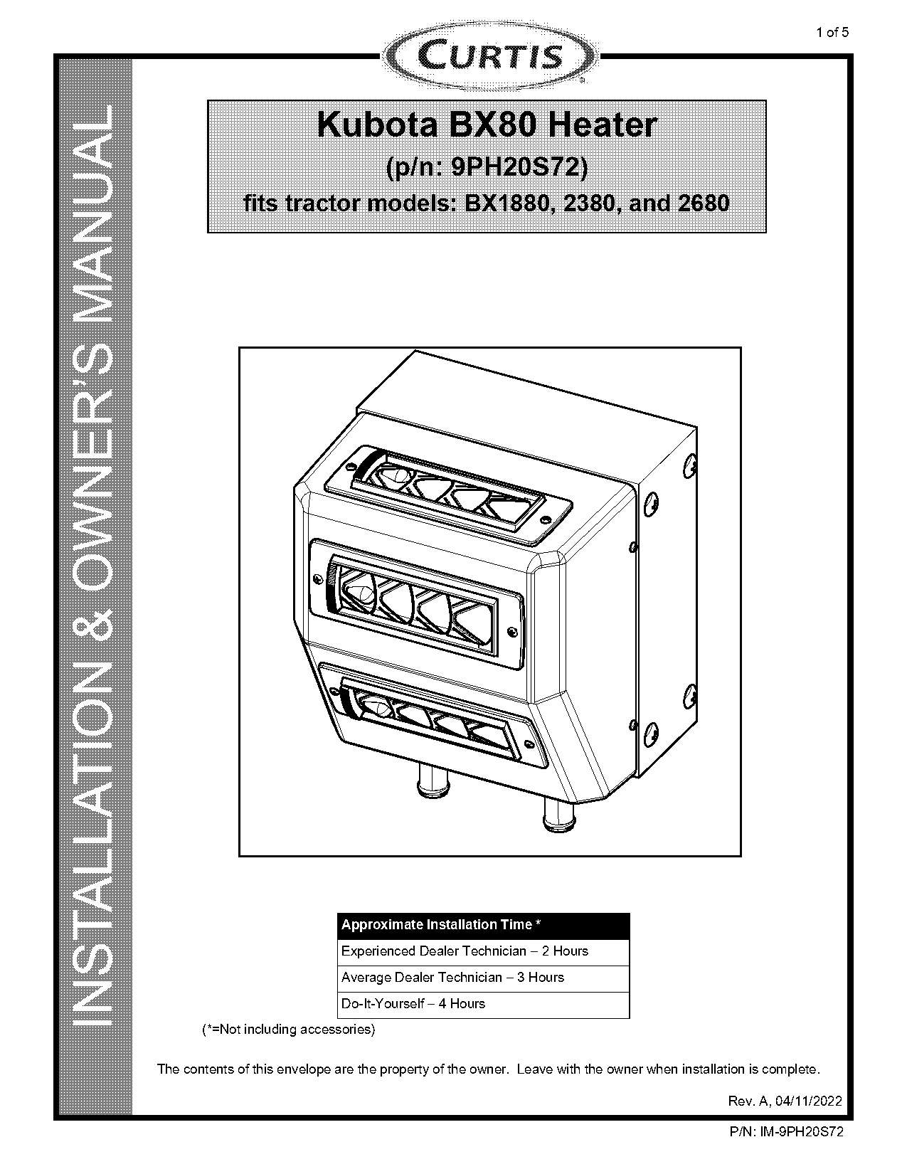 curtis cab heater instructions