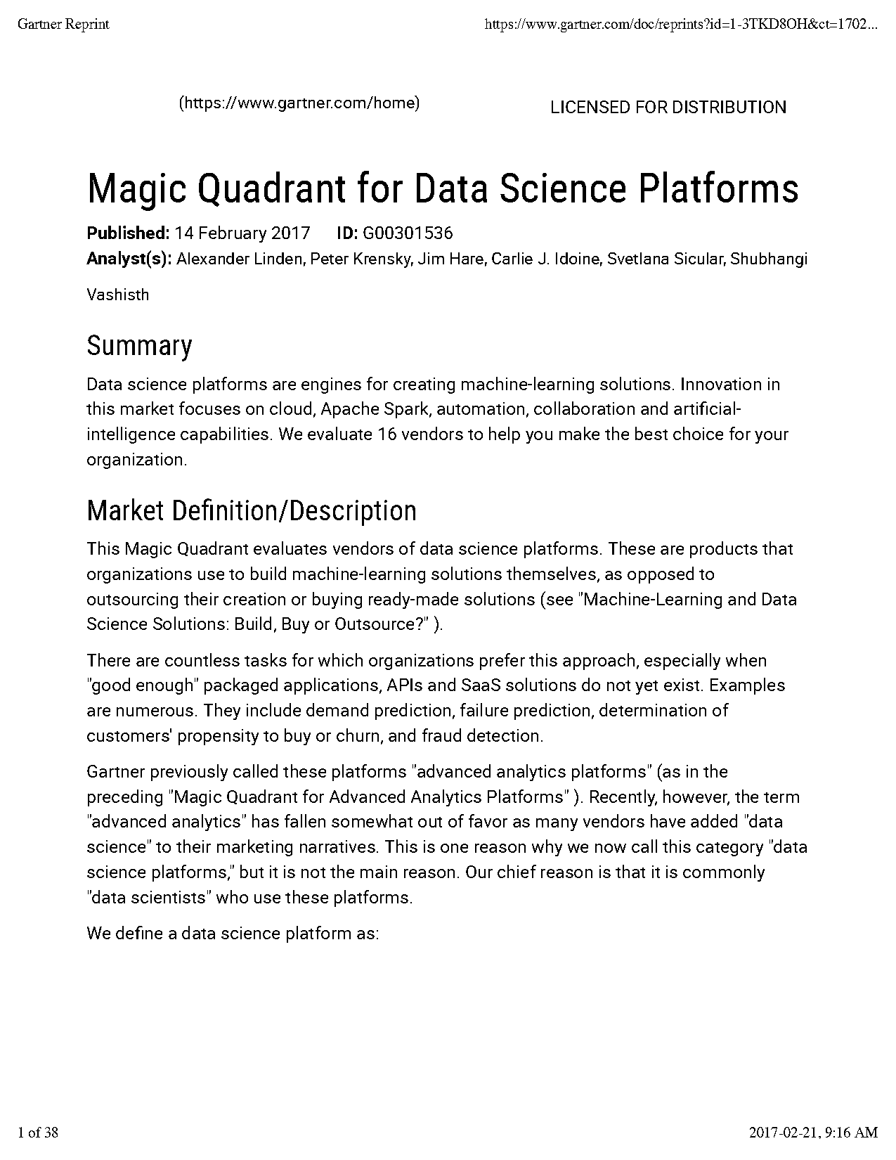 critical capabilities for data science and machine learning platforms pdf