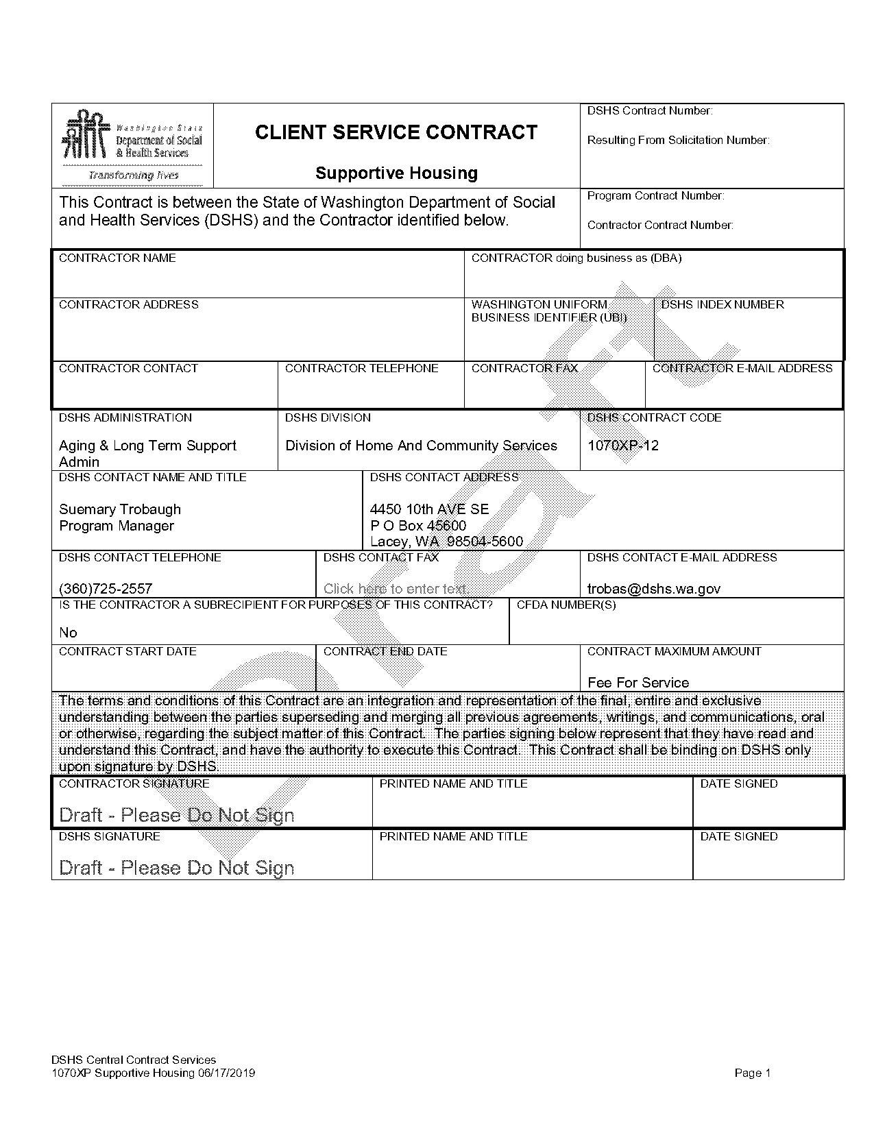 sample of client contractor agreement form