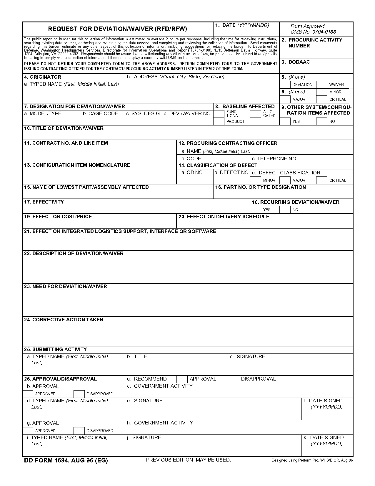 free deviation request form template