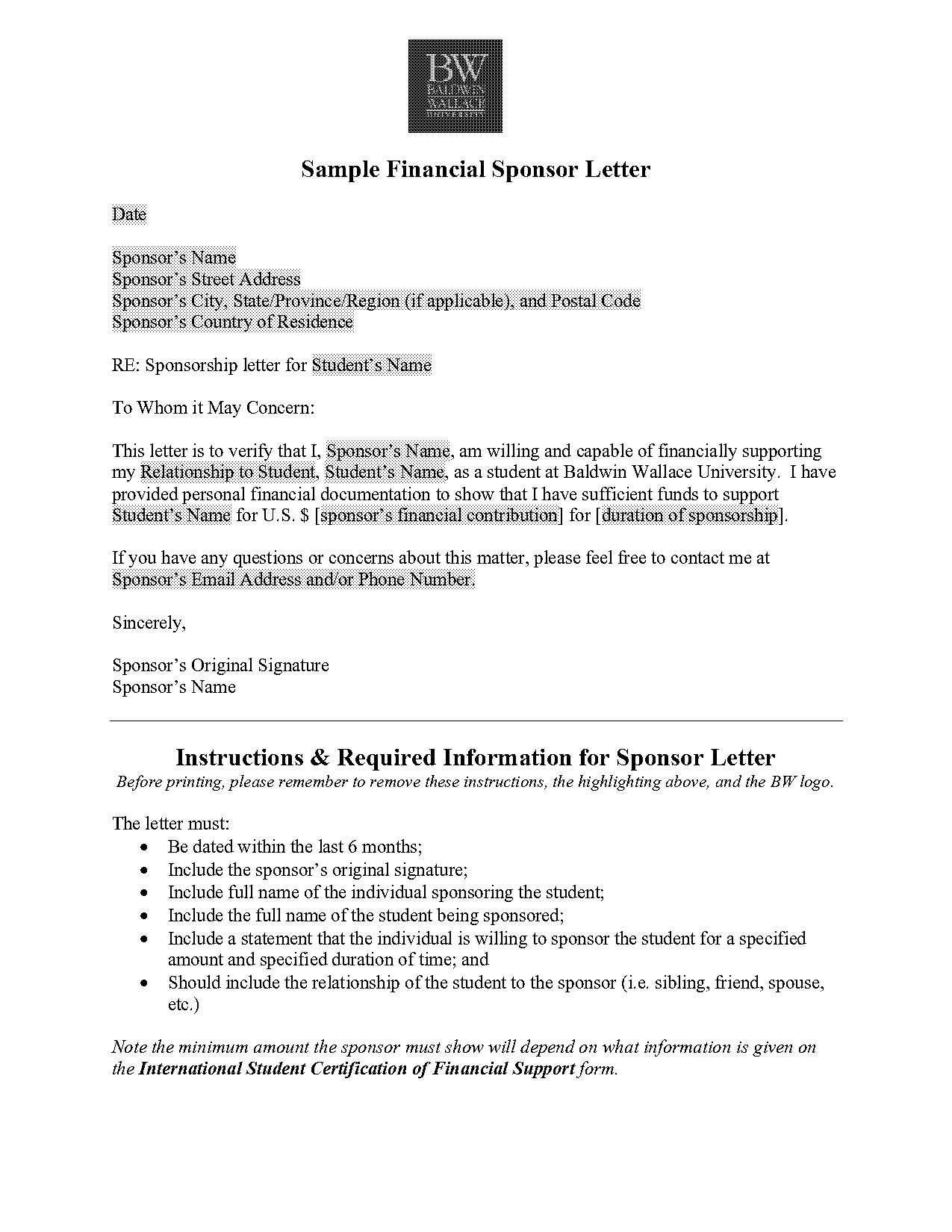 sample letter of support for individual pdf