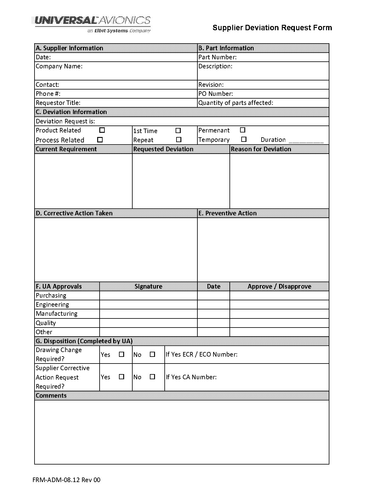 free deviation request form template