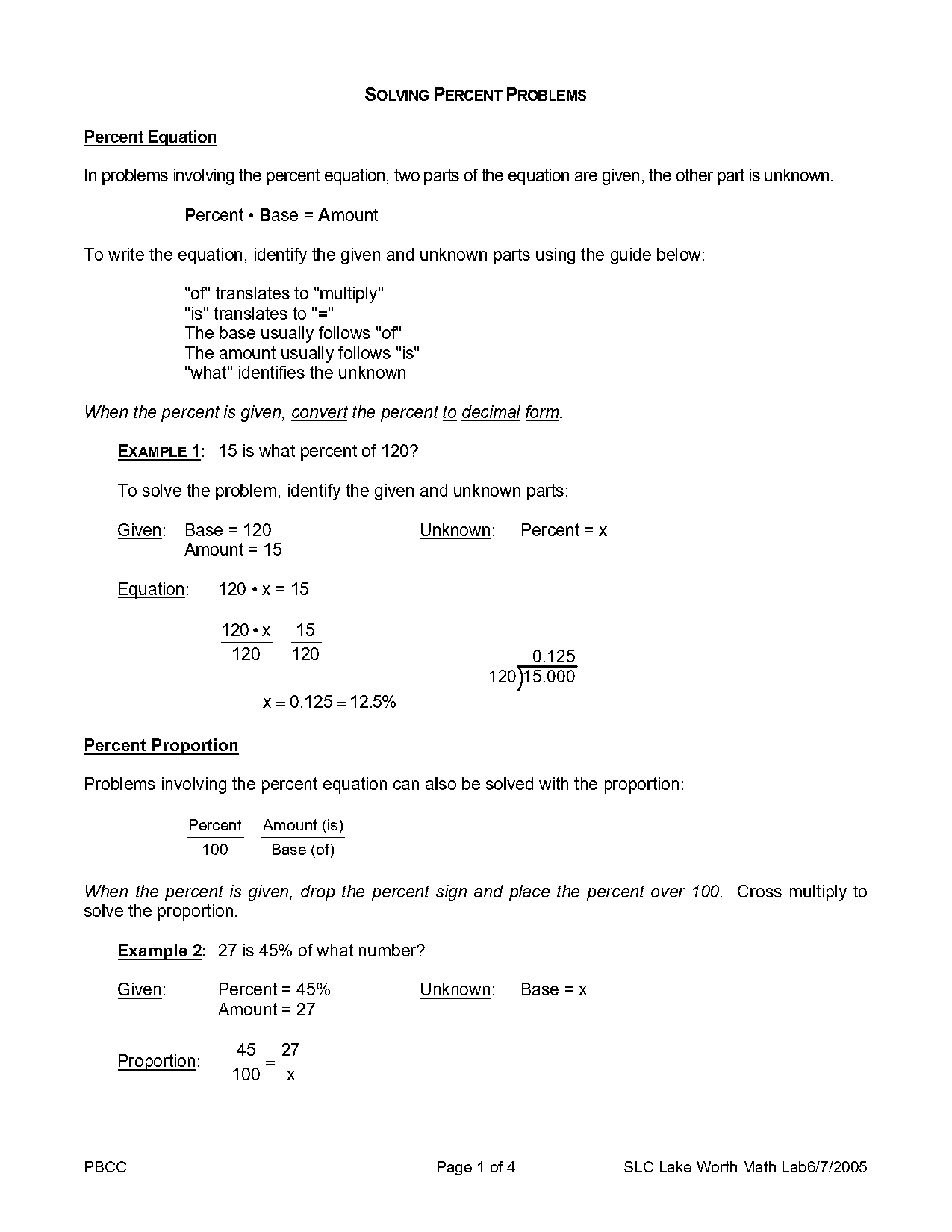 solving percent problems worksheet