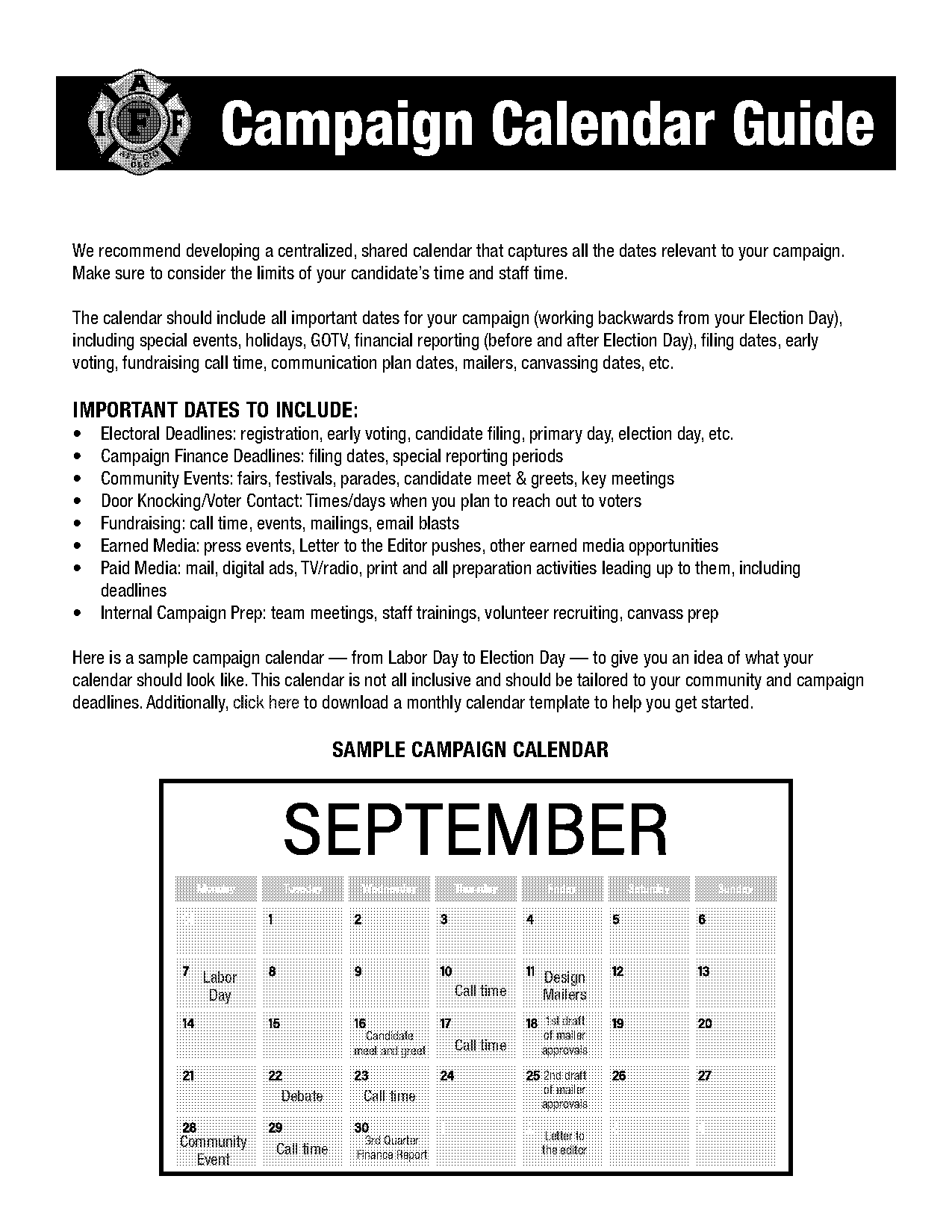 calendar fundraising plan template printable