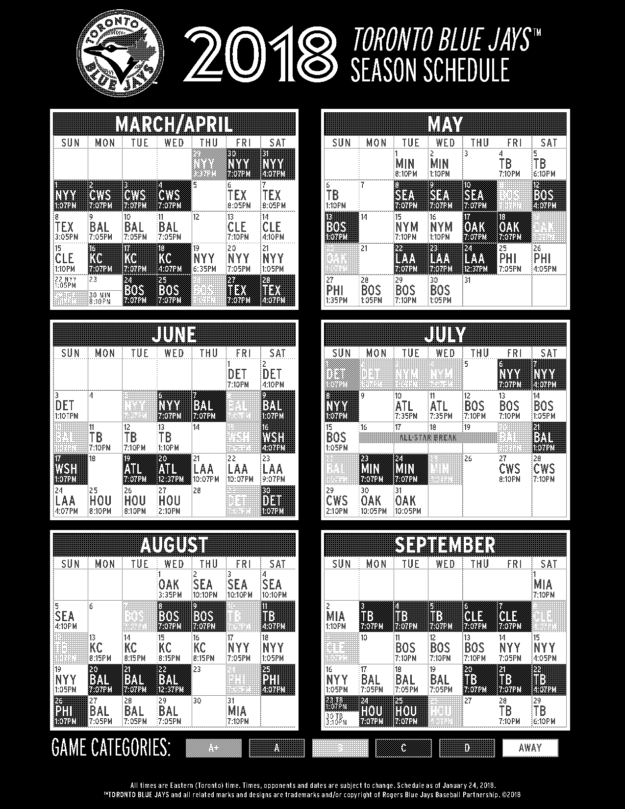 blue jays game schedule toronto