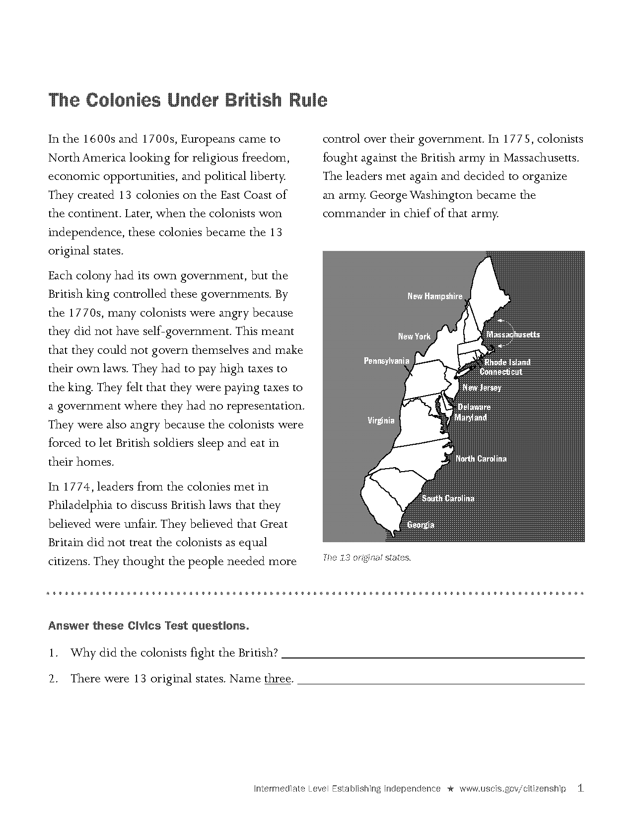 middle colonies worksheet answers