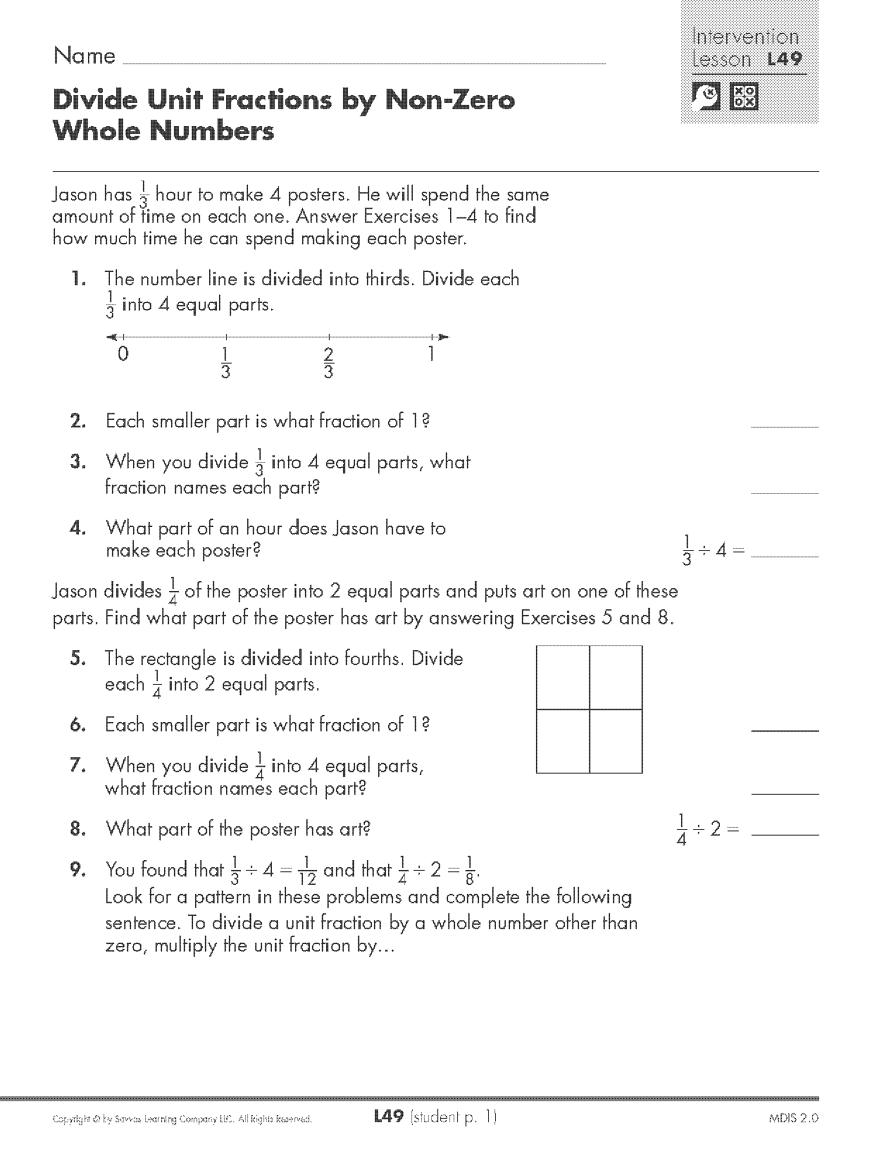 dividing fractions by unit fractions worksheets