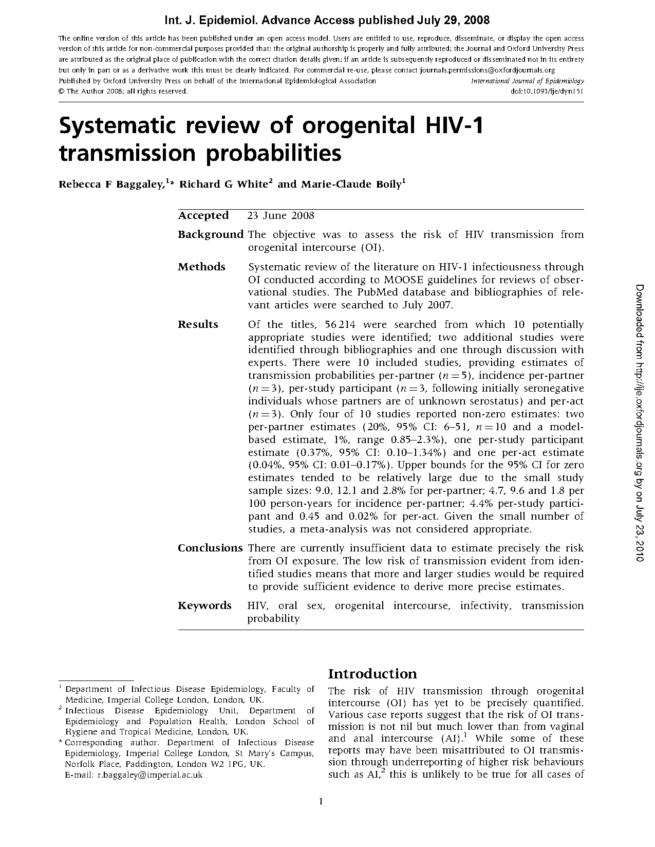 reported case of hiv thru oral sex