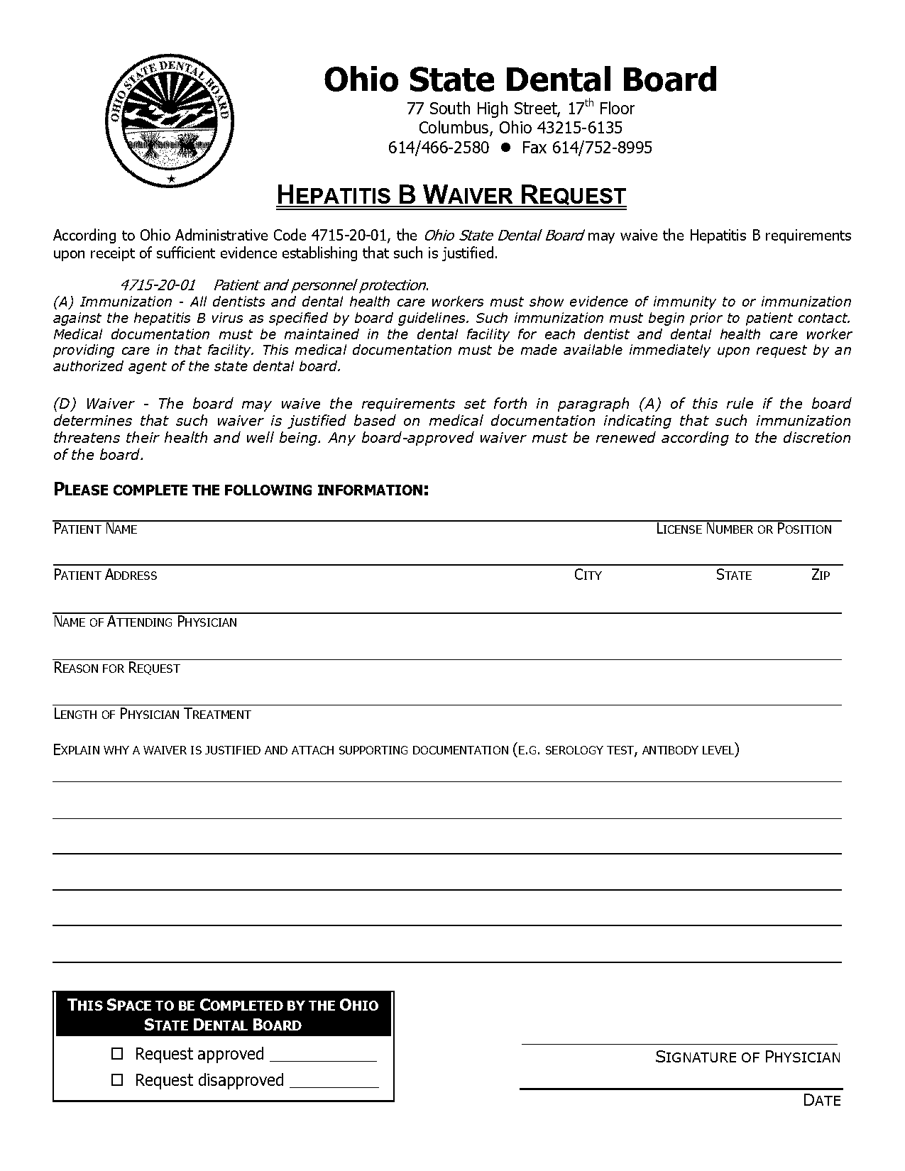 vaccine exemption form ohio