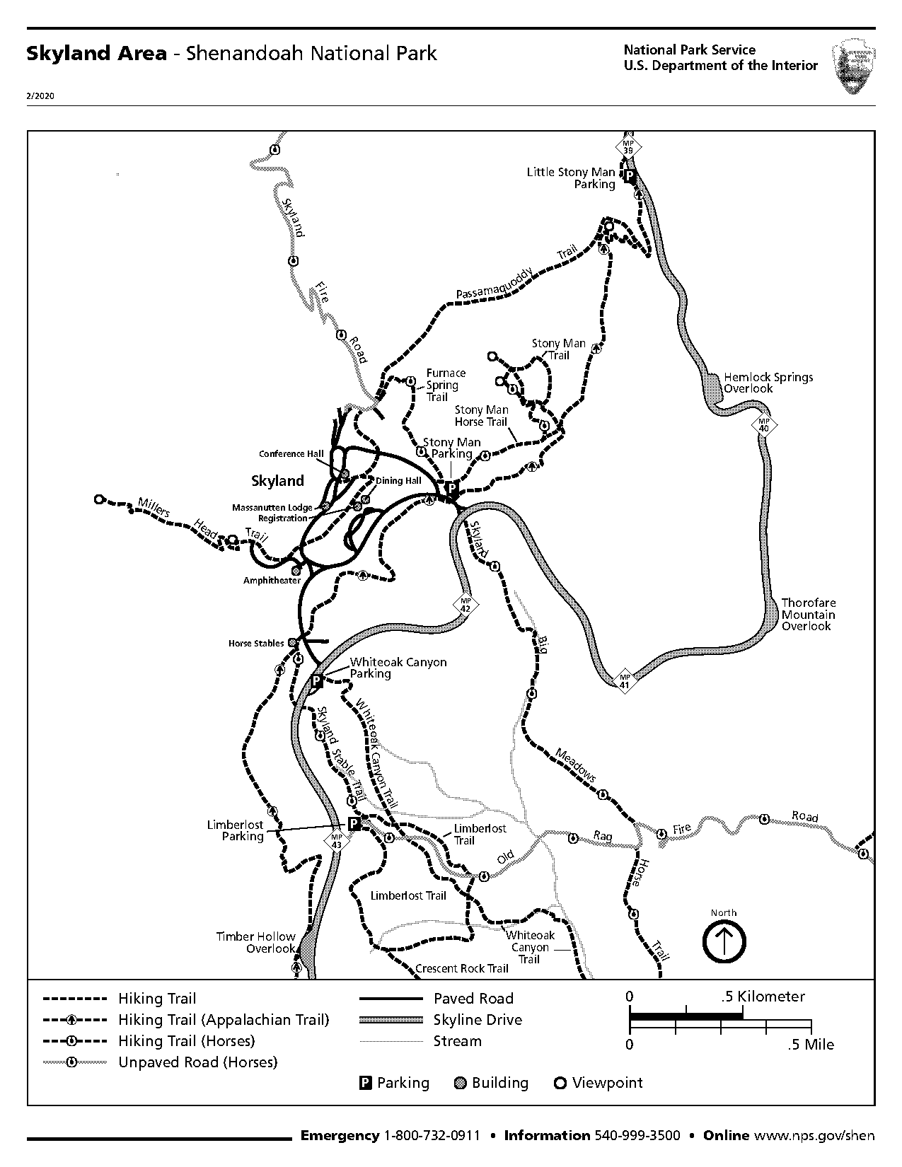 directions from skyland to high top mountain parking