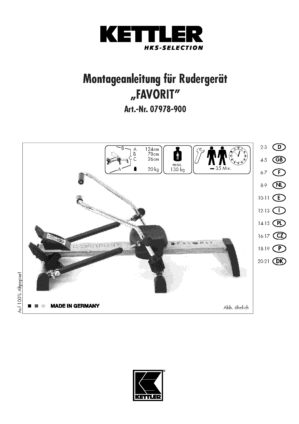 kettler favorit rowing machine manual