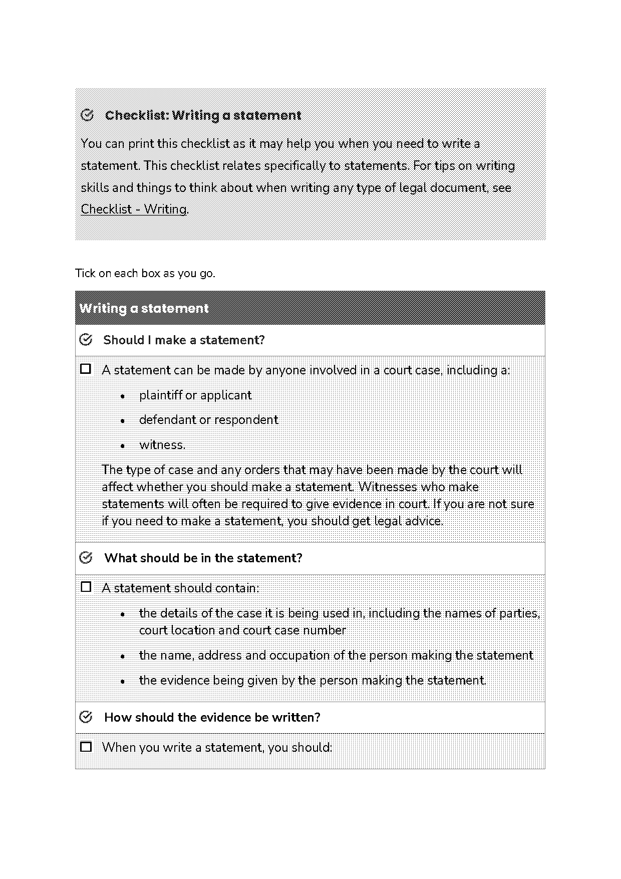 how to write a letter of statement for the court